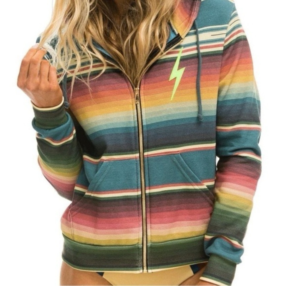 RARE AVIATOR NATION NWT SERAPE BOLT ZIP HOODIE in Blue- 14 (kids sizing)